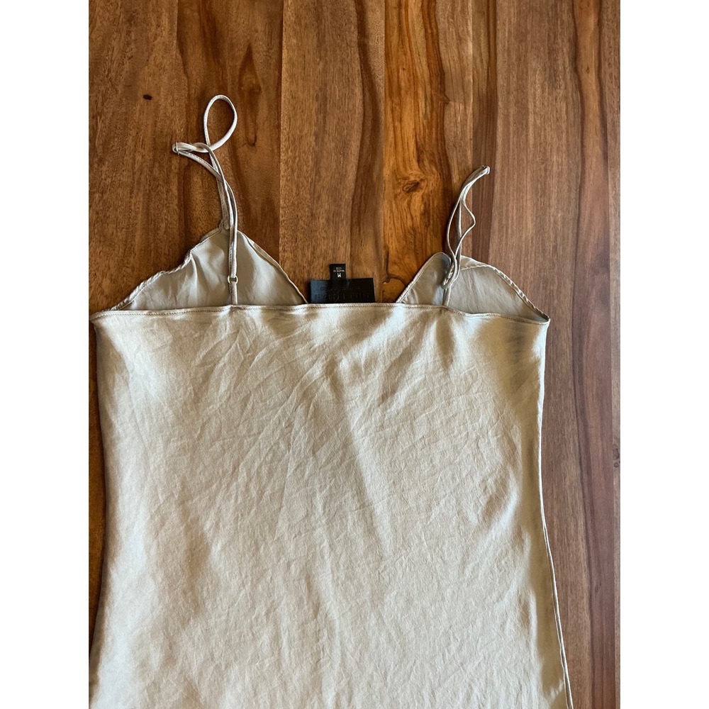 Nili Lotan 100% Silk Bias Cut Slip Dress Silver Medium Made in USA Minimalist - Picture 14 of 16